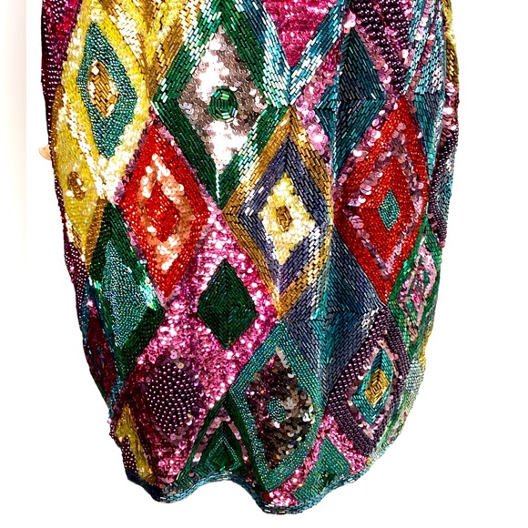 NWT 1991 Black Tie Oleg Cassini Neiman Marcus Sequin Dress (t200/b34) - Picture 14 of 17